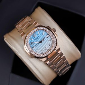 Patek Philippe Nautilus 7010R Bezel Diamonds Replica Watch 32mm (1)