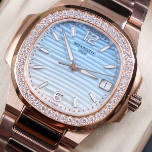 Patek Philippe Nautilus 7010R Bezel Diamonds Replica Watch 32mm (1)