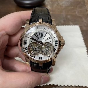 Roger Dubuis Tourbillon Real Gold 18K Leather Strap Best Replica 47mm (1)