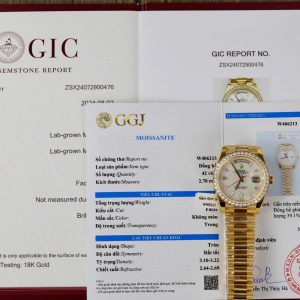 Rolex Best Replica Day-Date Gold Wrapped MOP & Moissanite Diamonds Dial GM 40mm (6)