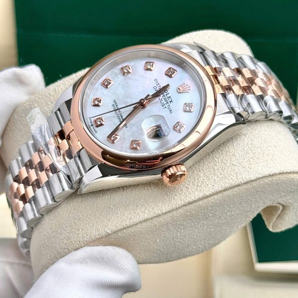 Rolex DateJust Mother Of Pearl Dial Best Replica Demi Rose Gold 31mm (2)