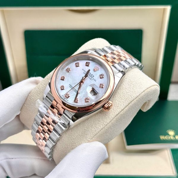 Rolex DateJust Mother Of Pearl Dial Best Replica Demi Rose Gold 31mm (2)