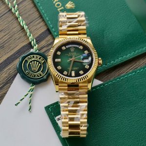 Rolex Day-Date Green Ombre Gold Wrapped Best Replica Watch 36mm (1)