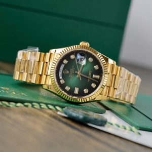 Rolex Day-Date Green Ombre Gold Wrapped Best Replica Watch 36mm (1)