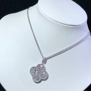 Van Cleef And Arpels Magic Alhambra Necklace 18K White Gold Natural Diamond Custom (2)