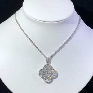 Van Cleef And Arpels Magic Alhambra Necklace 18K White Gold Natural Diamond Custom (2)