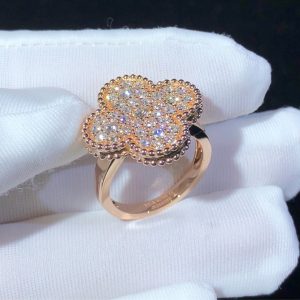 Van Cleef And Arpels Magic Alhambra Rings Custom Natural Diamond 18K Rose Gold (2)