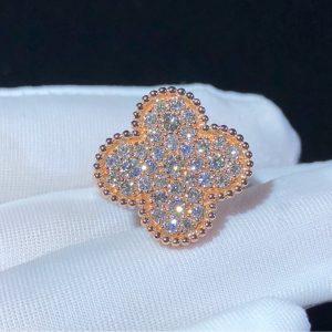 Van Cleef And Arpels Magic Alhambra Rings Custom Natural Diamond 18K Rose Gold (2)