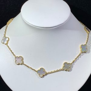 Van Cleef & Arpels Alhambra Necklace 10 Motifs Mother Of Pearl 18K Gold Custom (2)