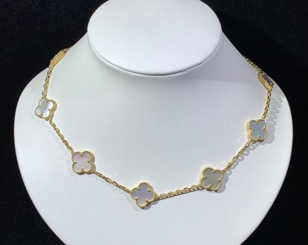 Van Cleef & Arpels Alhambra Necklace 10 Motifs Mother Of Pearl 18K Gold Custom (2)