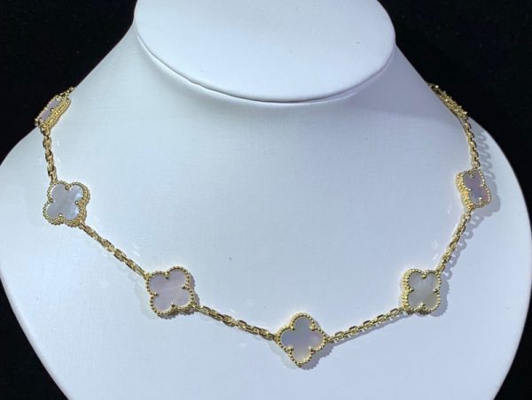 Van Cleef & Arpels Alhambra Necklace 10 Motifs Mother Of Pearl 18K Gold Custom (2)