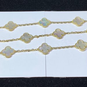 Van Cleef & Arpels Alhambra Necklace 10 Motifs Mother Of Pearl 18K Gold Custom (2)