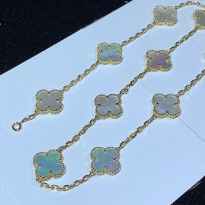 Van Cleef & Arpels Alhambra Necklace 10 Motifs Mother Of Pearl 18K Gold Custom (2)