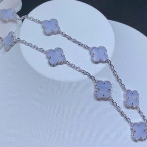 Van Cleef & Arpels Alhambra Necklace Custom Gemstone 18K White Gold 10 Motifs (2)