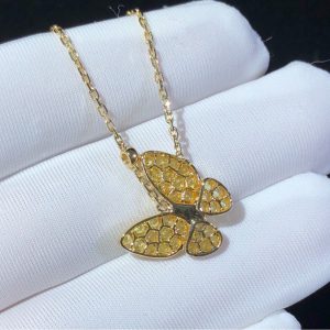 Van Cleef & Arpels Butterfly Necklace Womens Custom Natural Diamond Gemstone 18K Gold (2)