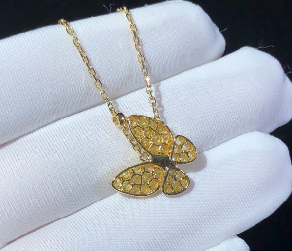 Van Cleef & Arpels Butterfly Necklace Womens Custom Natural Diamond Gemstone 18K Gold (2)