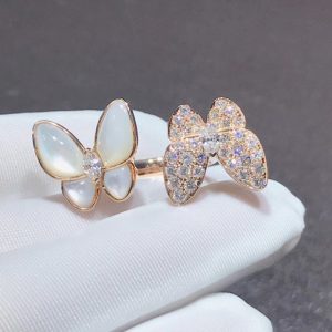 Van Cleef & Arpels Butterfly Rings Custom Mother Of Pearl Diamond 18K Rose Gold (2)