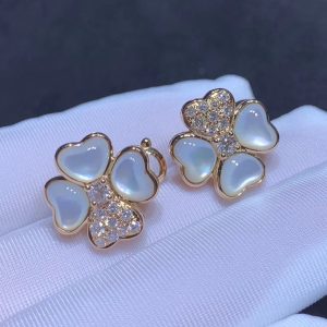 Van Cleef & Arpels Flora Cosmos Earrings Custom Natural Diamond Mother Of Pearl 18K Rose Gold (2)