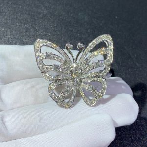 Van Cleef & Arpels Flying Butterfly Rings Custom 18K White Gold Natural Diamond (2)