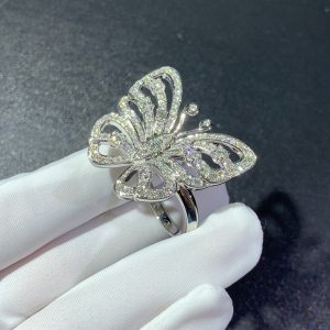 Van Cleef & Arpels Flying Butterfly Rings Custom 18K White Gold Natural Diamond (2)