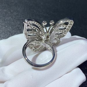 Van Cleef & Arpels Flying Butterfly Rings Custom 18K White Gold Natural Diamond (2)