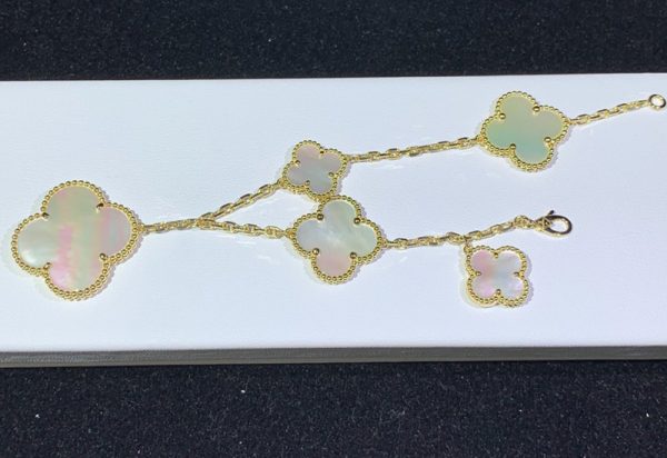 Van Cleef & Arpels Magic Alhambra Bracelet 5 Motifs Mother Of Pearl 18K Gold Custom (2)