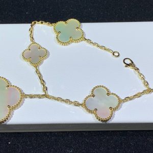 Van Cleef & Arpels Magic Alhambra Bracelet 5 Motifs Mother Of Pearl 18K Gold Custom (2)