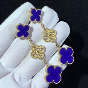 Van Cleef & Arpels Magic Alhambra Earring 3 Motifs Custom Gemstone Diamond 18K Gold (2)