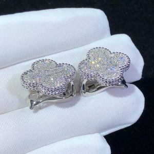 Van Cleef & Arpels Magic Alhambra Earring Natural Diamond 18K White Gold Custom (2)