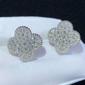 Van Cleef & Arpels Magic Alhambra Earring Natural Diamond 18K White Gold Custom (2)