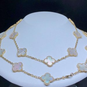 Van Cleef & Arpels Magic Alhambra Necklace 20 Motifs Mother Of Pearl 18K Gold Custom (2)