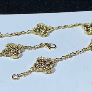 Van Cleef & Arpels Vintage Alhambra Necklace 10 Motifs Custom 18K Gold Womens (2)