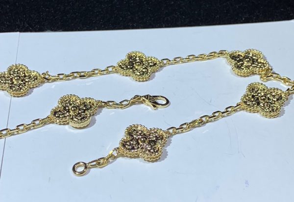 Van Cleef & Arpels Vintage Alhambra Necklace 10 Motifs Custom 18K Gold Womens (2)