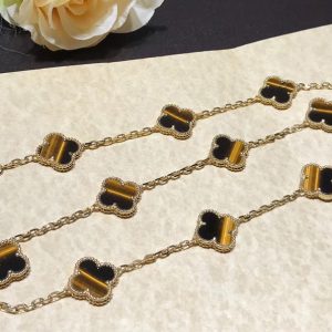 Van Cleef & Arpels Vintage Alhambra Necklace 10 Motifs Gemstone 18K Gold Custom (2)