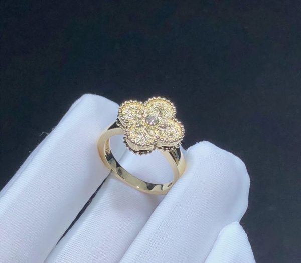 Van Cleef & Arpels Vintage Alhambra Ring Remake Natural Diamond 18K Gold (2)