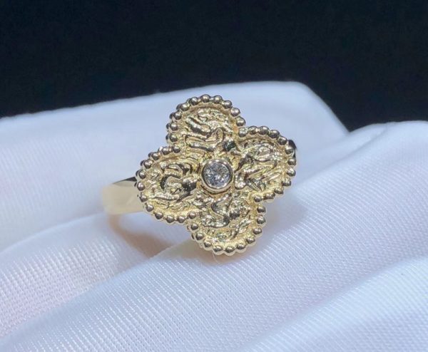 Van Cleef & Arpels Vintage Alhambra Ring Remake Natural Diamond 18K Gold (2)