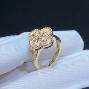 Van Cleef & Arpels Vintage Alhambra Ring Remake Natural Diamond 18K Gold (2)