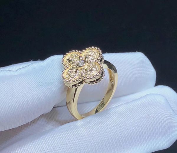 Van Cleef & Arpels Vintage Alhambra Ring Remake Natural Diamond 18K Gold (2)