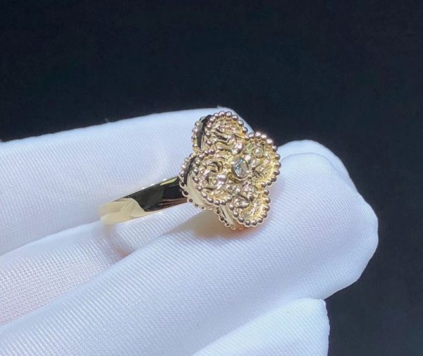 Van Cleef & Arpels Vintage Alhambra Ring Remake Natural Diamond 18K Gold (2)