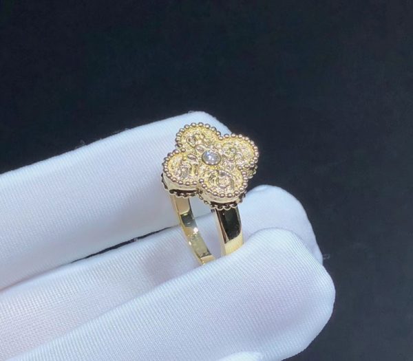 Van Cleef & Arpels Vintage Alhambra Ring Remake Natural Diamond 18K Gold (2)