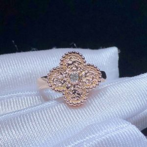 Van Cleef & Arpels Vintage Alhambra Ring Remake Natural Diamond 18K Rose Gold (2)