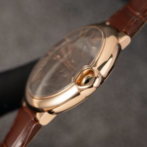 Cartier Ballon Bleu W6920037 Rose Gold Replica Watch Brown Leather Strap 42mm (2)