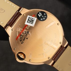 Cartier Ballon Bleu W6920037 Rose Gold Replica Watch Brown Leather Strap 42mm (2)