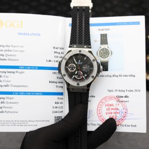 Hublot Big Bang Chronograph Black Dial Replica Watch Custom Moissanite Diamonds 44mm (2)