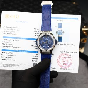 Hublot Big Bang Chronograph Blue Dial Replica Watches Custom Moissanite Diamonds 44mm (2)