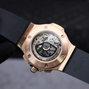 Hublot Big Bang Chronograph King Gold Black Dial Replica Watch Custom Moissanite Diamonds 44mm (2)