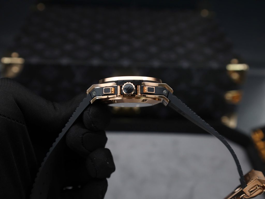 Hublot Big Bang Chronograph King Gold Black Dial Replica Watch Custom Moissanite Diamonds 44mm (2)