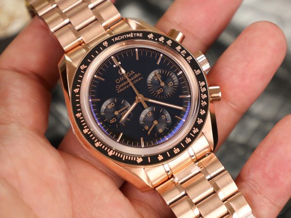 Omega Speedmaster Moonwatch Rose Gold Replica 11 Watch Dial Black 42mm (2)