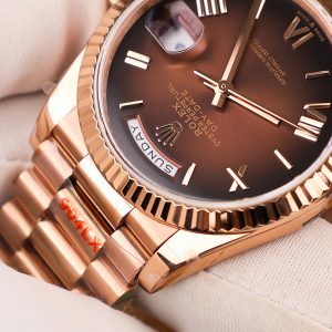 Rolex Best Replica Watch Day-Date 128235 Chocolate Dial Weight 158gram QF Factory 36mm (2)