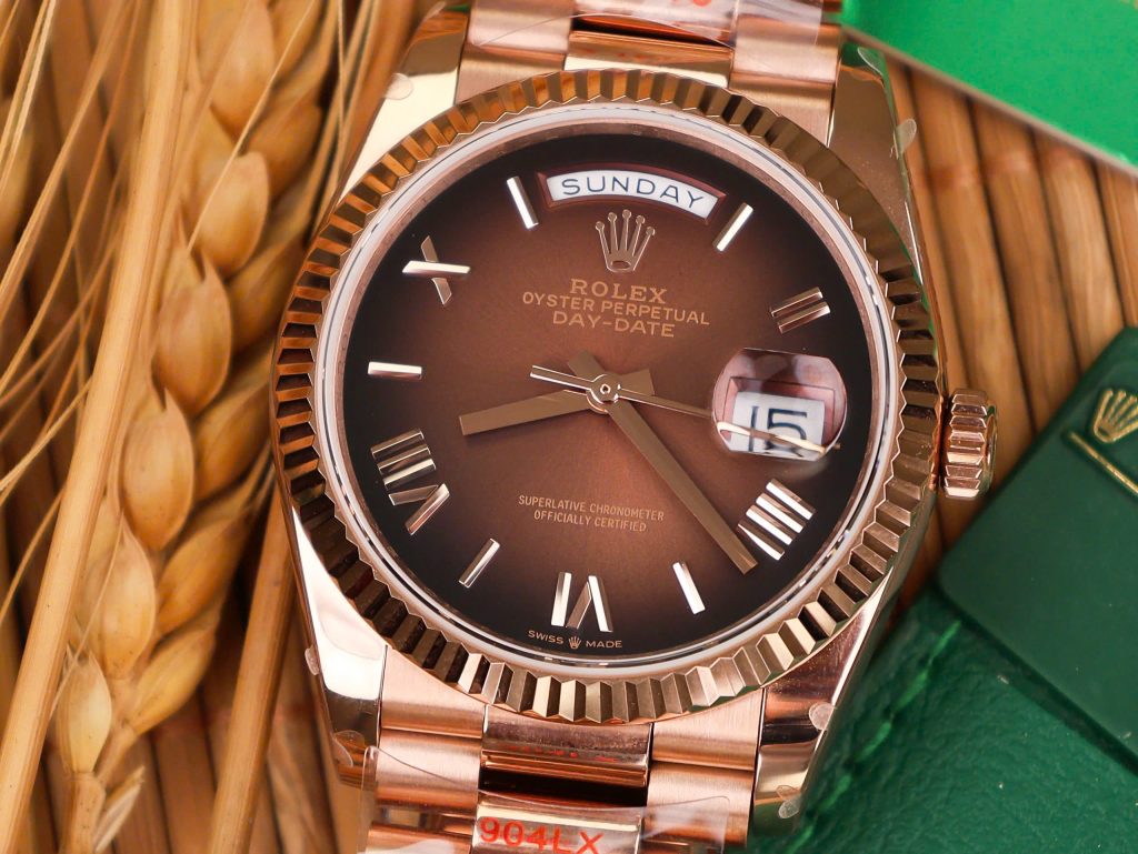 Rolex Best Replica Watch Day-Date 128235 Chocolate Dial Weight 158gram QF Factory 36mm (2)
